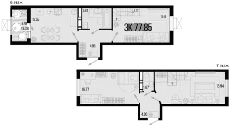 Планировка 3-к.кв