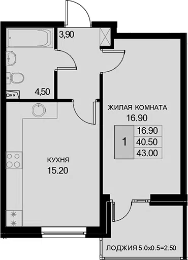 Планировка 1-к.кв