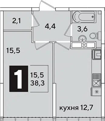 Планировка 1-к.кв
