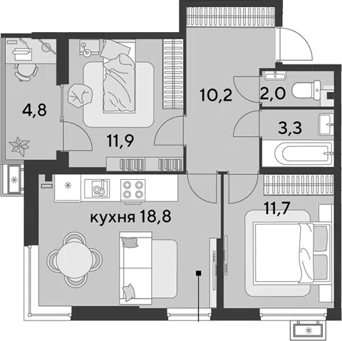 Планировка 3Е-к.кв