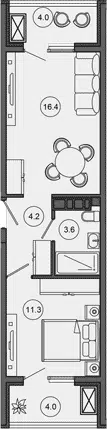 Планировка 2Е-к.кв