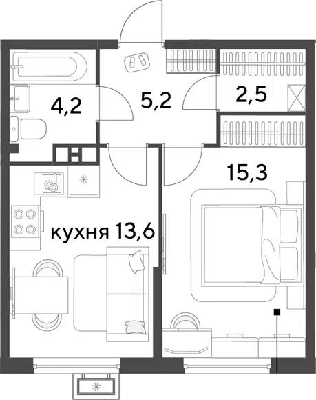 Планировка 1-к.кв