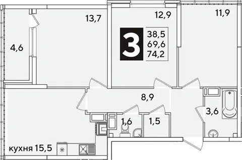 Планировка 4Е-к.кв