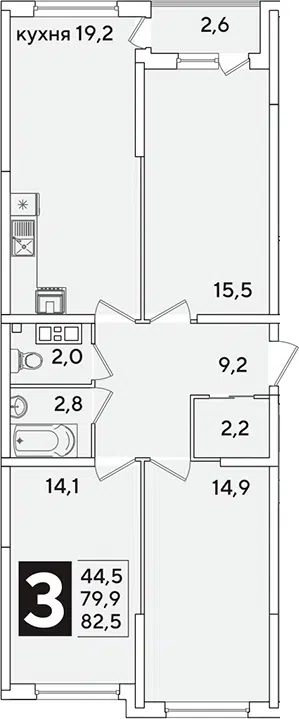 Планировка 4Е-к.кв