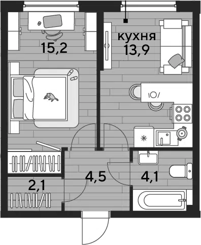 Планировка 1-к.кв