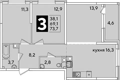 Планировка 4Е-к.кв