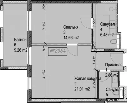 Планировка 2Е-к.кв