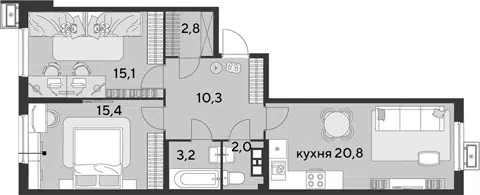 Планировка 3Е-к.кв