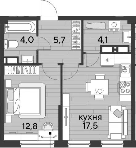 Планировка 1-к.кв