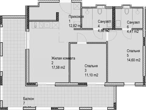 Планировка 3Е-к.кв