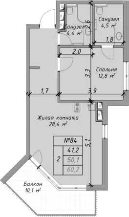 Планировка 2Е-к.кв
