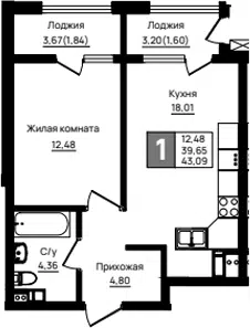 Планировка 1-к.кв