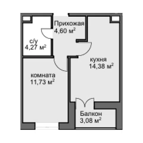 Планировка 1-к.кв