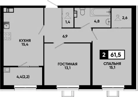 Планировка 2-к.кв
