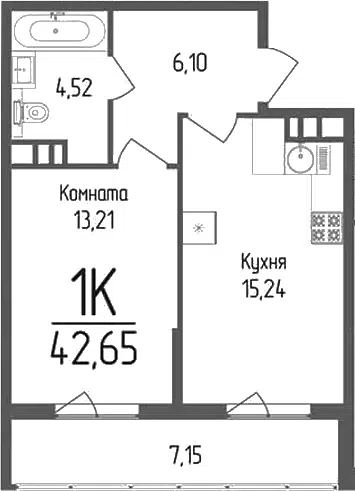 Планировка 1-к.кв