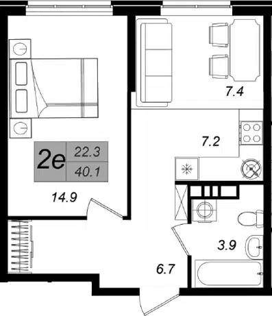 Планировка 2Е-к.кв