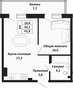 Планировка 2Е-к.кв