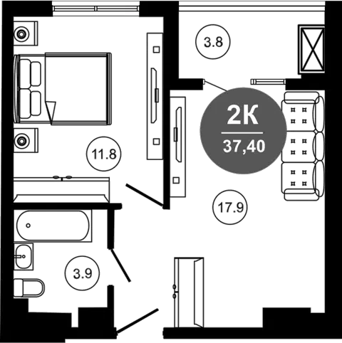 Планировка 2Е-к.кв