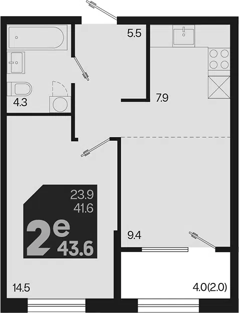 Планировка 2Е-к.кв