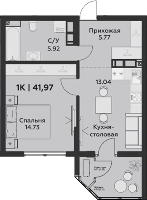 Планировка 2Е-к.кв
