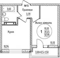 Планировка 1-к.кв