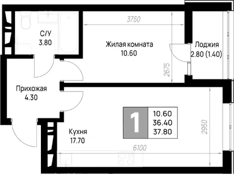 Планировка 1-к.кв