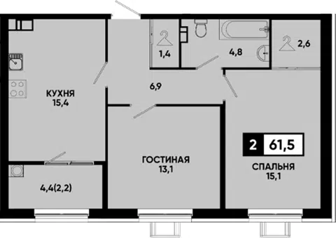 Планировка 2-к.кв