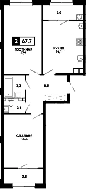 Планировка 2-к.кв