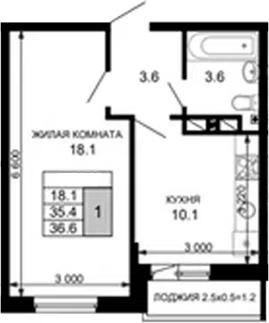 Планировка 1-к.кв