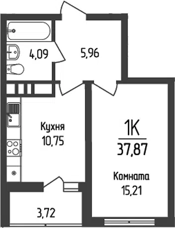 Планировка 1-к.кв