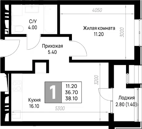 Планировка 1-к.кв