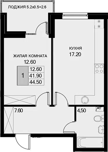 Планировка 1-к.кв