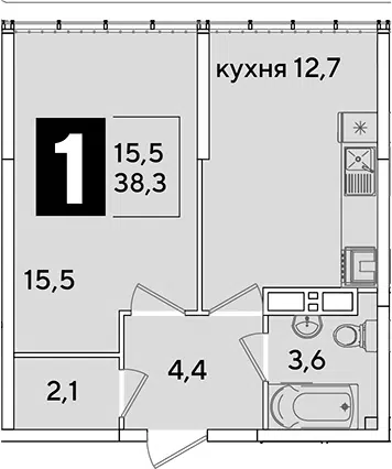 Планировка 1-к.кв