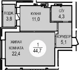 Планировка 1-к.кв