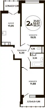 Планировка 2-к.кв