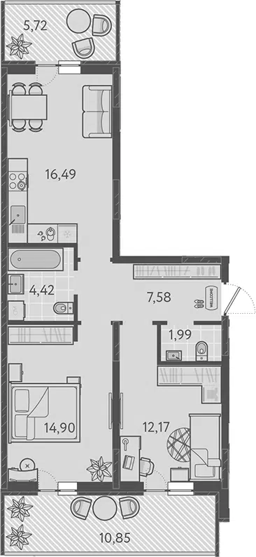 Планировка 3Е-к.кв
