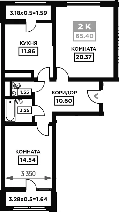Планировка: 2-к.кв