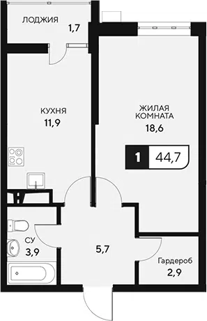 Планировка 1-к.кв