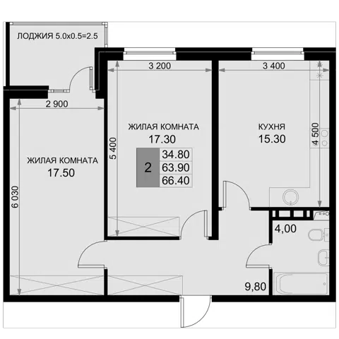 Планировка 3Е-к.кв