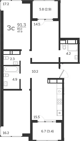Планировка 4Е-к.кв