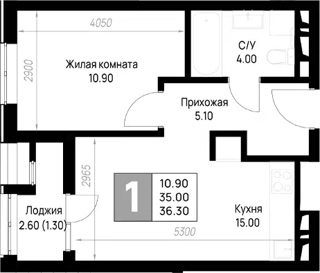 Планировка 1-к.кв