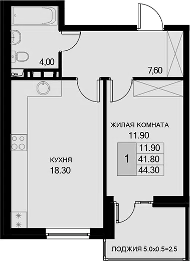 Планировка 1-к.кв