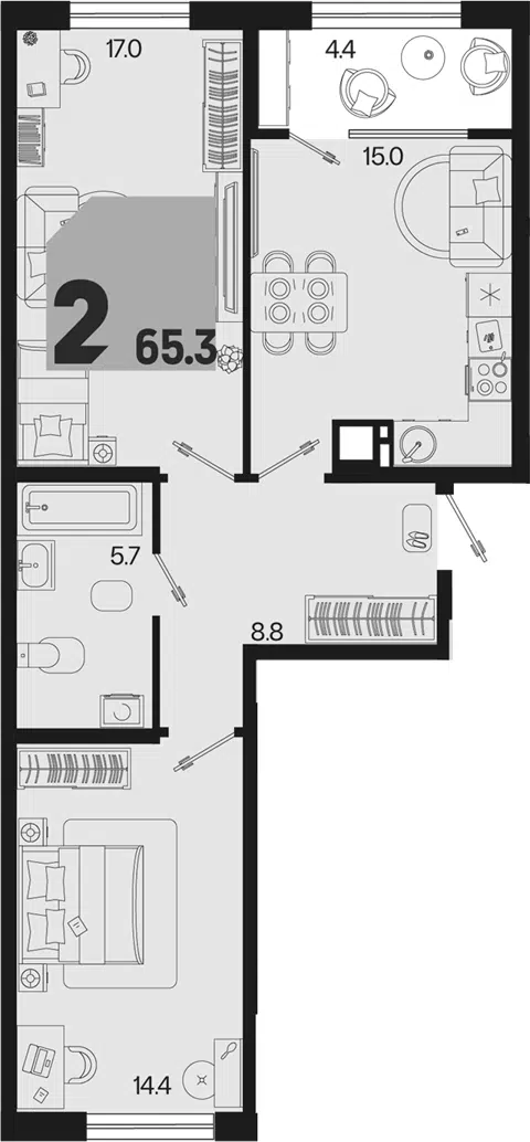 Планировка 3Е-к.кв