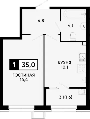 Планировка 1-к.кв