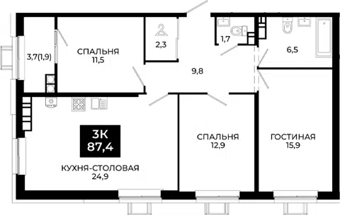 Планировка 4Е-к.кв