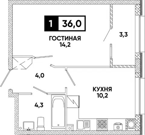 Планировка 1-к.кв