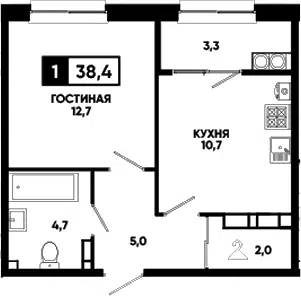 Планировка 1-к.кв