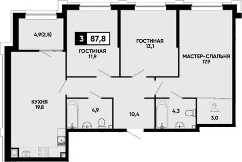 Планировка 3-к.кв