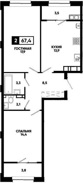 Планировка 2-к.кв