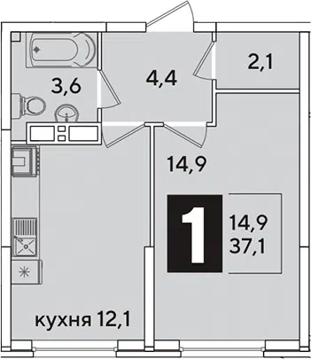 Планировка 1-к.кв